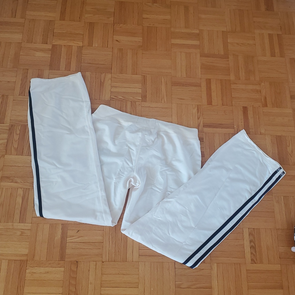 90s Abercrombie & Fitch Cream Wide Leg Track Pants Sweatpants M - Picture 11 of 11